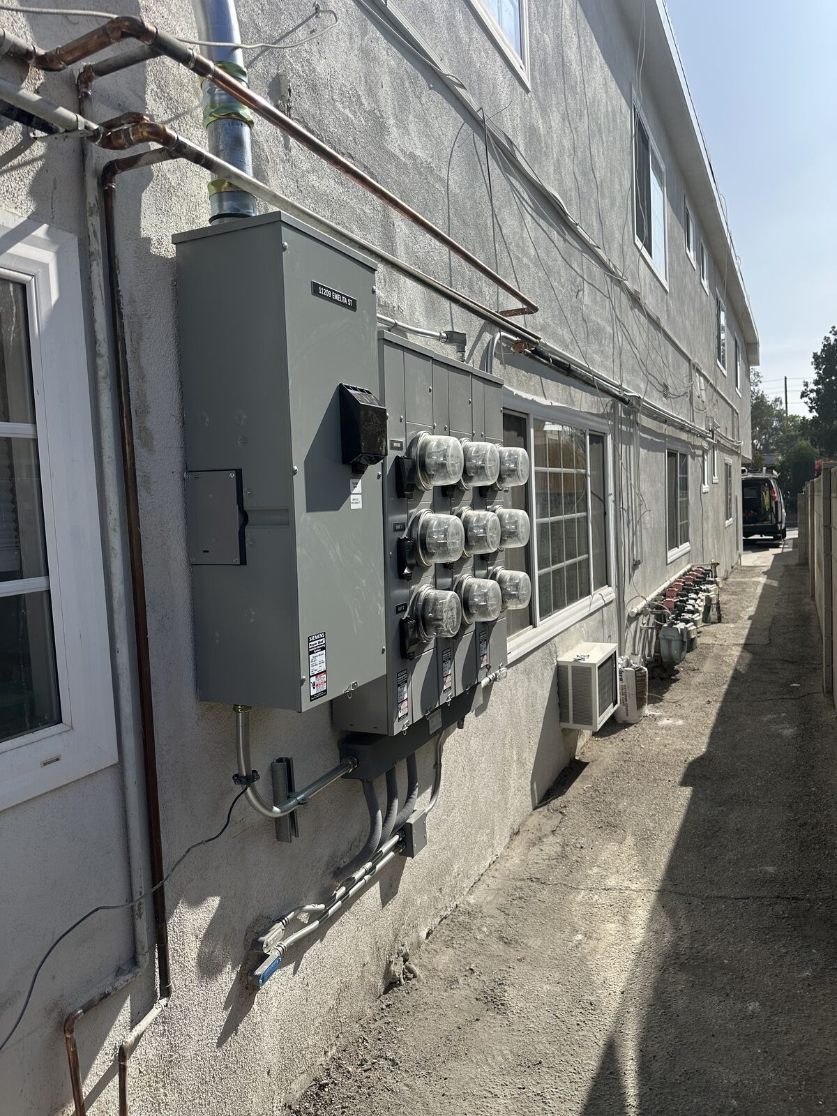 Multi-meter electrical service on an apartment building